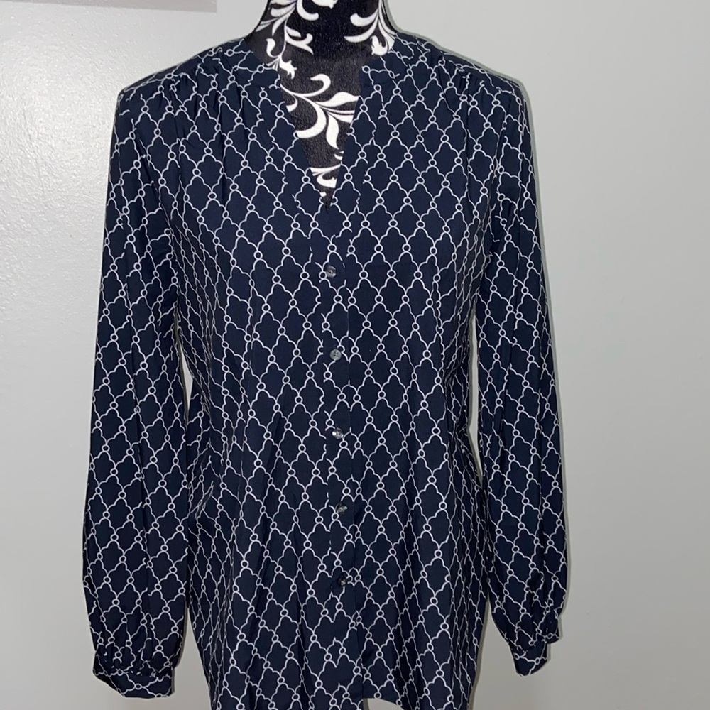 Ann Taylor button down printed blouse